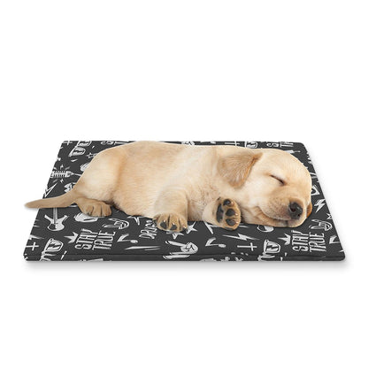 Grunge Rock And Roll Pattern Print Pet Cooling Mat Cover