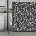 Grunge Rock And Roll Pattern Print Polyester Shower Curtain
