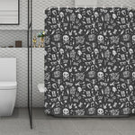 Grunge Rock And Roll Pattern Print Polyester Shower Curtain