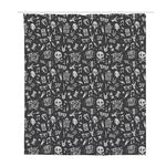 Grunge Rock And Roll Pattern Print Polyester Shower Curtain
