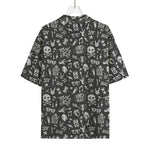Grunge Rock And Roll Pattern Print Rayon Hawaiian Shirt