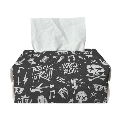 Grunge Rock And Roll Pattern Print Rectangle Tissue Box Cover