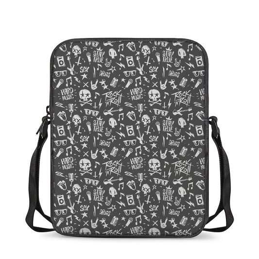 Grunge Rock And Roll Pattern Print Rectangular Crossbody Bag