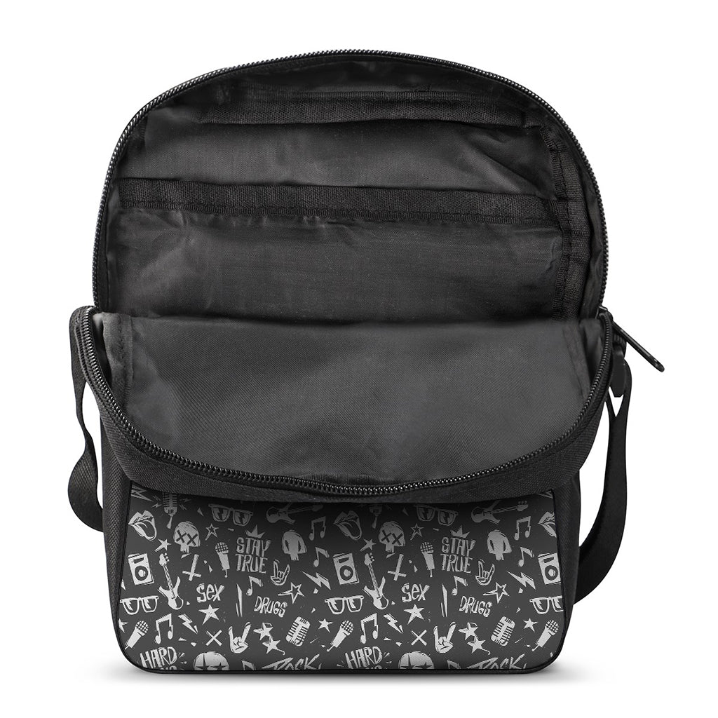 Grunge Rock And Roll Pattern Print Rectangular Crossbody Bag