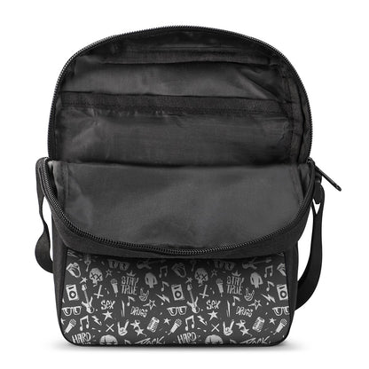 Grunge Rock And Roll Pattern Print Rectangular Crossbody Bag