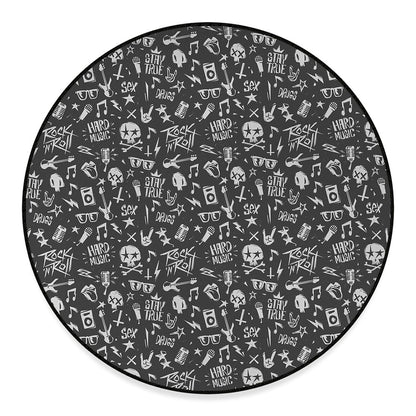Grunge Rock And Roll Pattern Print Round Floor Mat