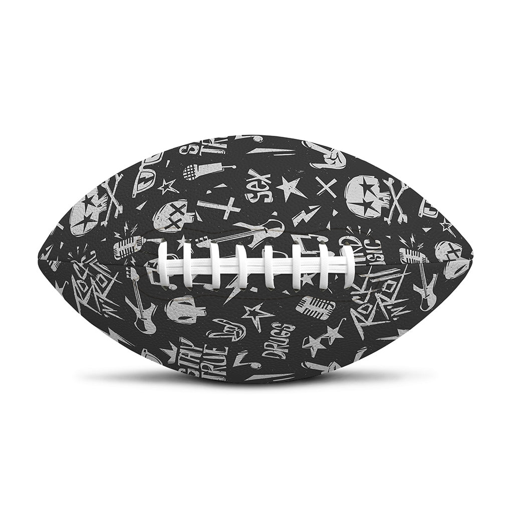 Grunge Rock And Roll Pattern Print Rugby Ball