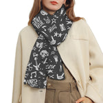 Grunge Rock And Roll Pattern Print Scarf