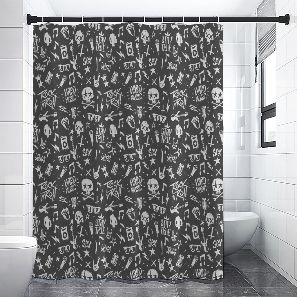 Grunge Rock And Roll Pattern Print Shower Curtain