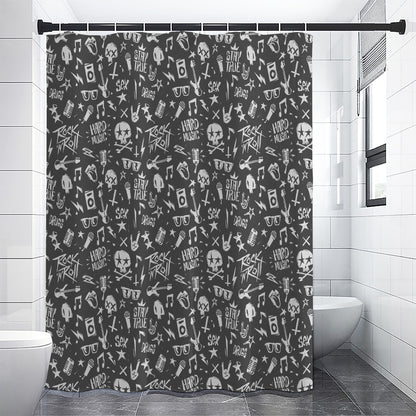 Grunge Rock And Roll Pattern Print Shower Curtain