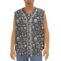 Grunge Rock And Roll Pattern Print Sleeveless Baseball Jersey