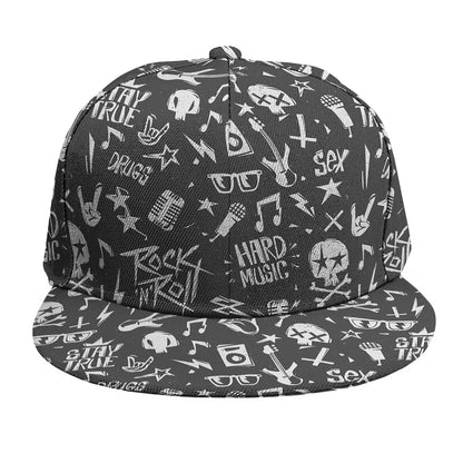 Grunge Rock And Roll Pattern Print Snapback Cap