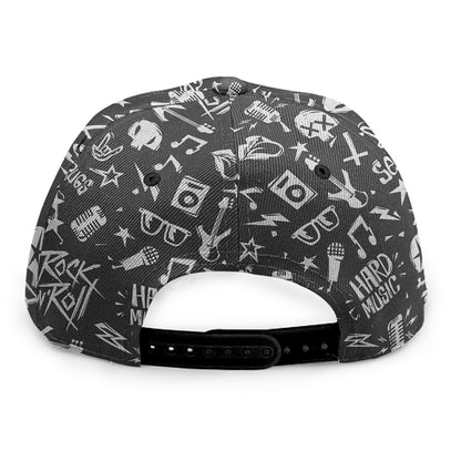 Grunge Rock And Roll Pattern Print Snapback Cap