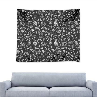 Grunge Rock And Roll Pattern Print Tapestry