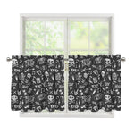 Grunge Rock And Roll Pattern Print Tier Curtains