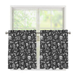 Grunge Rock And Roll Pattern Print Tier Curtains