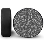 Grunge Rock And Roll Pattern Print Tire Cover