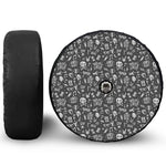 Grunge Rock And Roll Pattern Print Tire Cover With Camera Hole