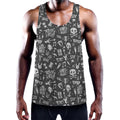 Grunge Rock And Roll Pattern Print Men's Workout Tank Top