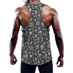 Grunge Rock And Roll Pattern Print Training Tank Top