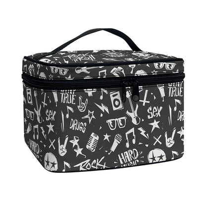Grunge Rock And Roll Pattern Print Travel Makeup Bag