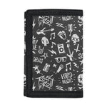 Grunge Rock And Roll Pattern Print Trifold Wallet