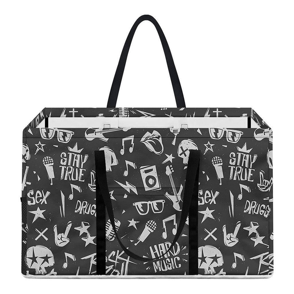 Grunge Rock And Roll Pattern Print Utility Tote Bag
