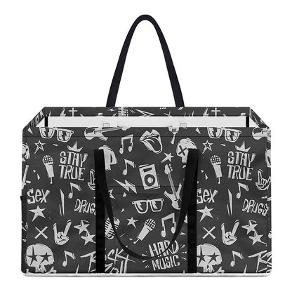 Grunge Rock And Roll Pattern Print Utility Tote Bag