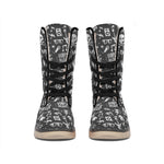 Grunge Rock And Roll Pattern Print Winter Boots