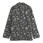 Grunge Rock And Roll Pattern Print Women's Blazer