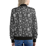 Grunge Rock And Roll Pattern Print Women's Bomber Jacket