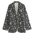 Grunge Rock And Roll Pattern Print Women's Cotton Blazer