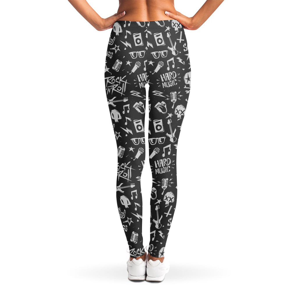 Grunge Rock And Roll Pattern Print Women's Leggings