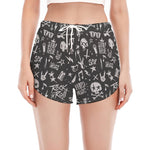 Grunge Rock And Roll Pattern Print Women's Split Running Shorts