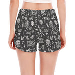 Grunge Rock And Roll Pattern Print Women's Split Running Shorts