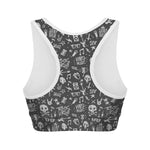 Grunge Rock And Roll Pattern Print Women's Sports Bra