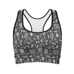 Grunge Rock And Roll Pattern Print Women's Sports Bra