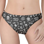 Grunge Rock And Roll Pattern Print Women's Thong
