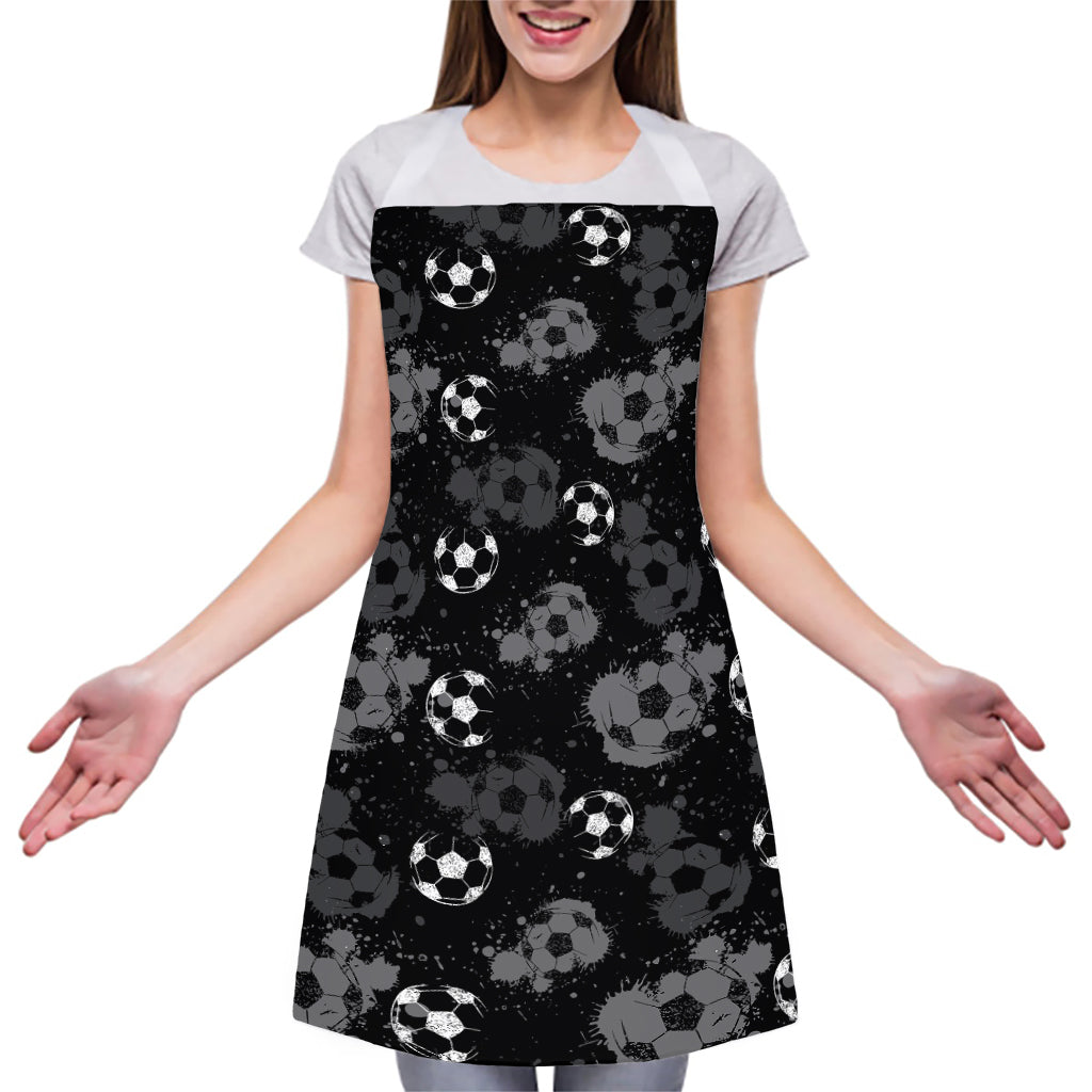 Grunge Soccer Ball Pattern Print Adjustable Apron