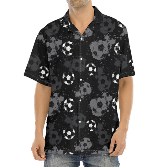 Grunge Soccer Ball Pattern Print Aloha Shirt