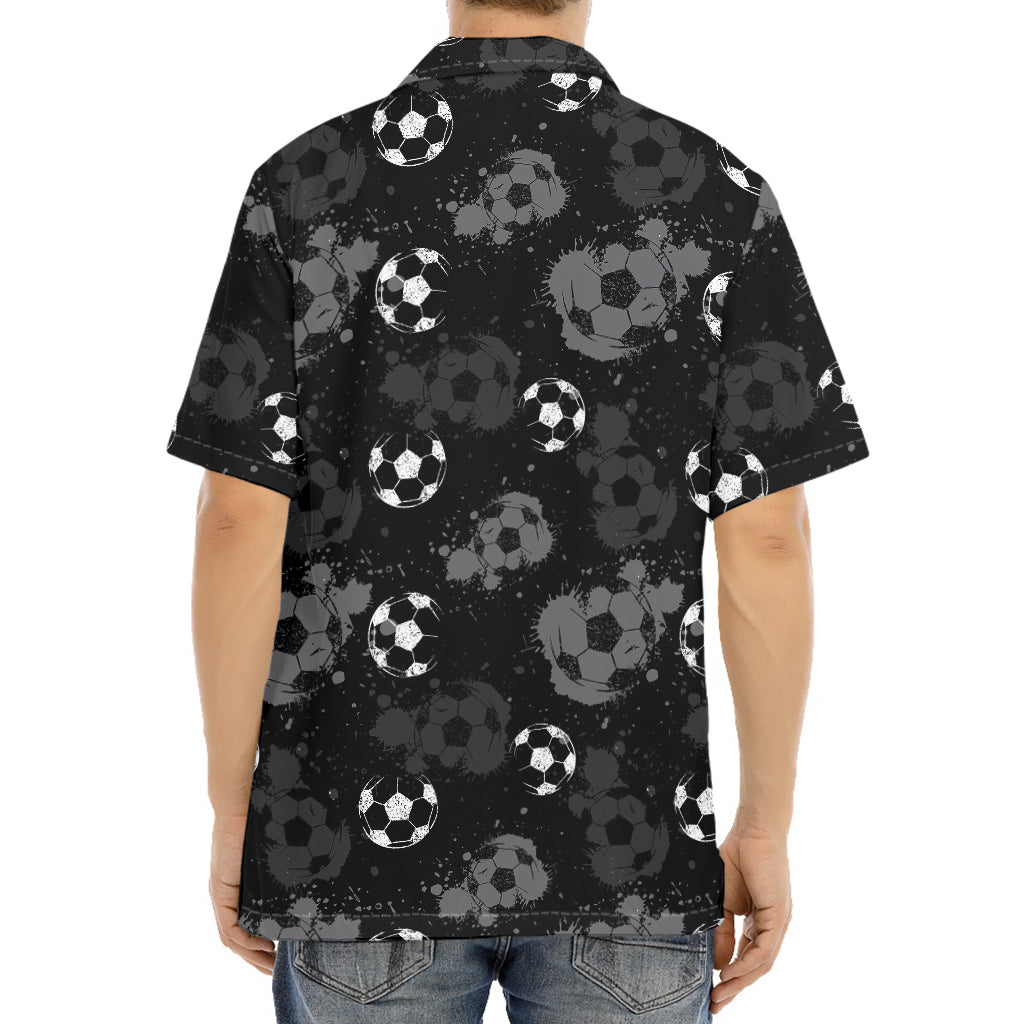 Grunge Soccer Ball Pattern Print Aloha Shirt