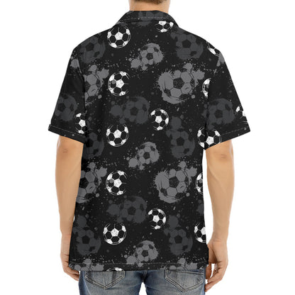 Grunge Soccer Ball Pattern Print Aloha Shirt