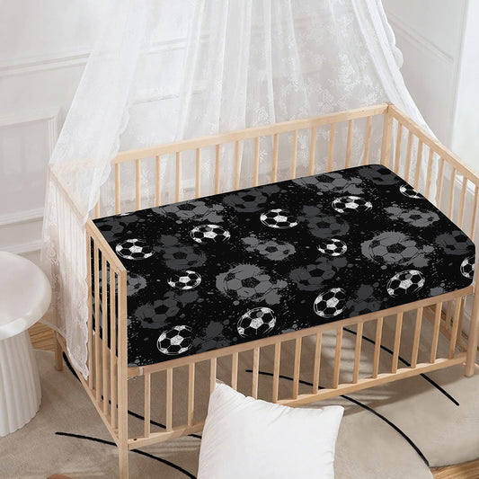 Grunge Soccer Ball Pattern Print Baby Crib Sheet