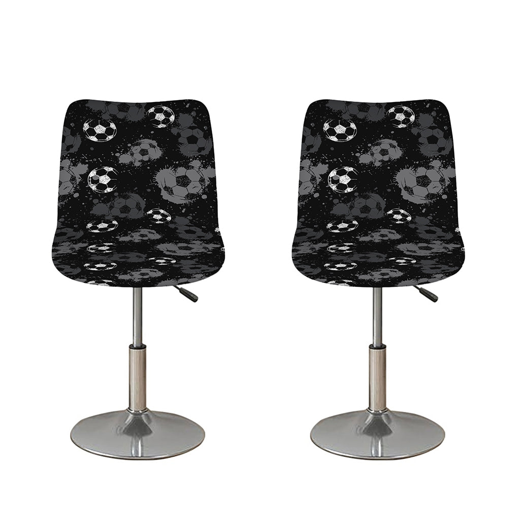 Grunge Soccer Ball Pattern Print Bar Stool Covers