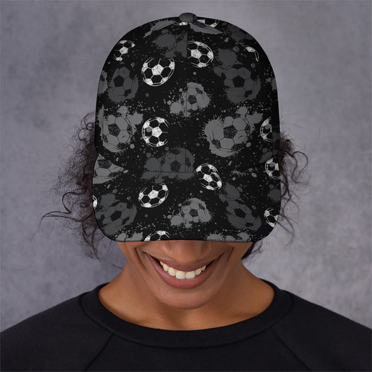 Grunge Soccer Ball Pattern Print Baseball Cap