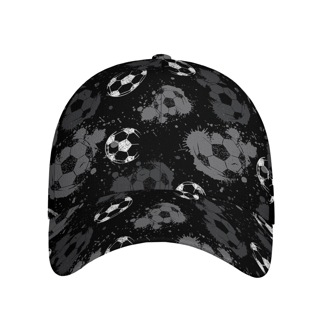 Grunge Soccer Ball Pattern Print Baseball Cap