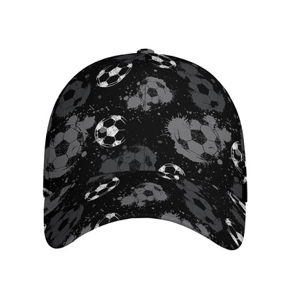 Grunge Soccer Ball Pattern Print Baseball Cap