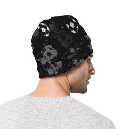 Grunge Soccer Ball Pattern Print Beanie