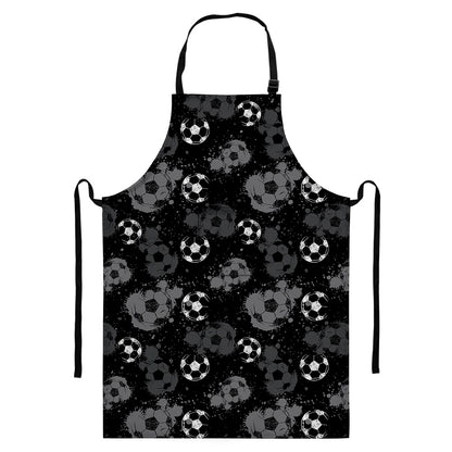 Grunge Soccer Ball Pattern Print Bib Apron With Pocket