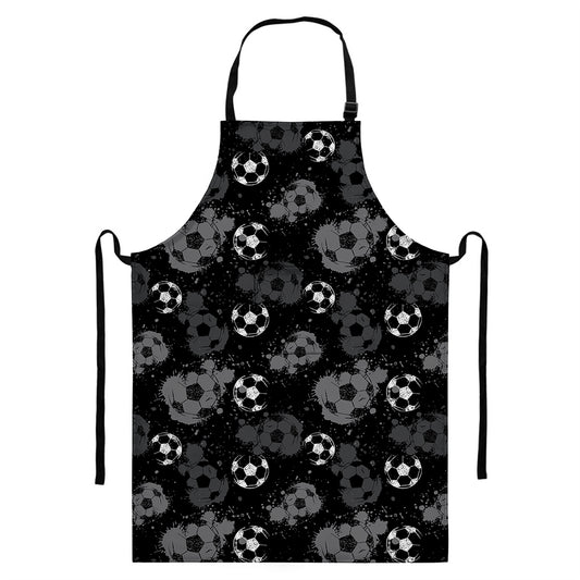 Grunge Soccer Ball Pattern Print Bib Apron With Pocket